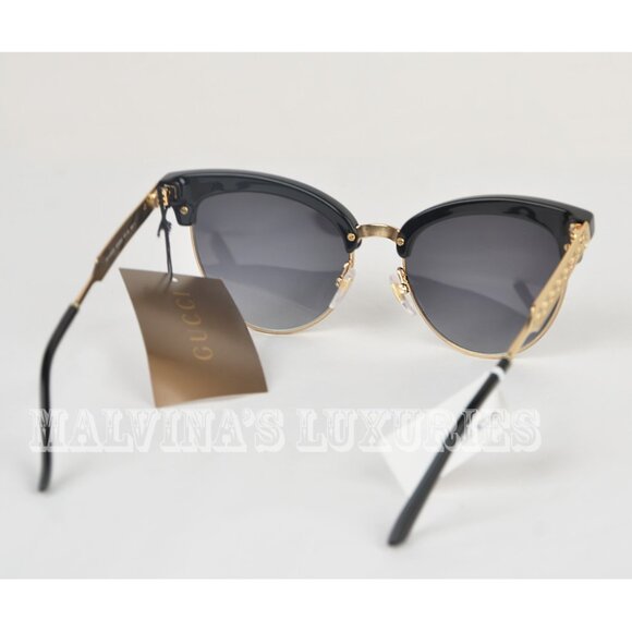 GUCCI SUNGLASSES BLACK GG 4283/S ANW9O CAT EYE GOLD METAL CURRENT - Picture 8 of 10